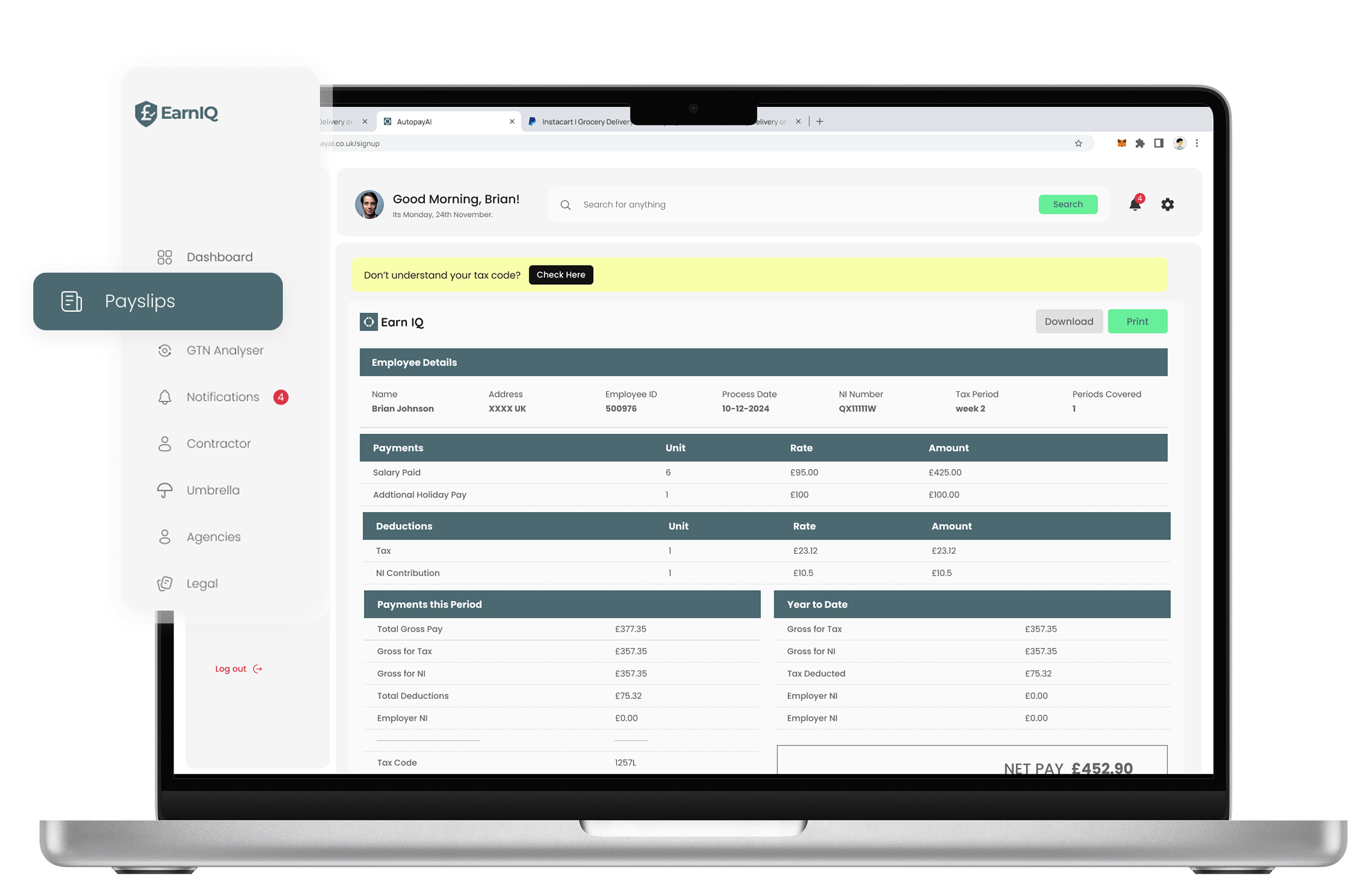 EarnIQ Dashboard